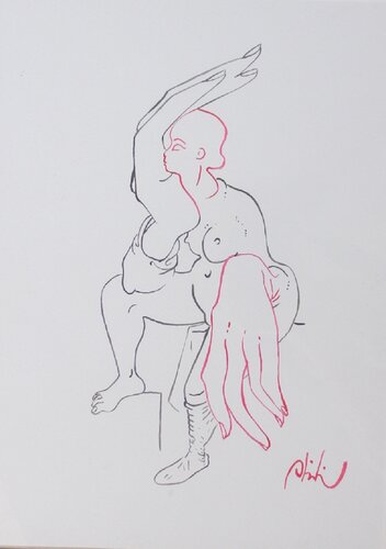 Abidin Dino Original Signed Drawing on Paper – Figurative Composition, Mixed Technique, 1950s di murat sercan guntas, Pittura in vendita su Singulart