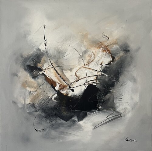 Mehmet Gün Original Oil Painting on Canvas – Signed, 2003 Abstract Composition, Museum Quality Artwork van murat sercan guntas, Schilderij te koop op Singulart