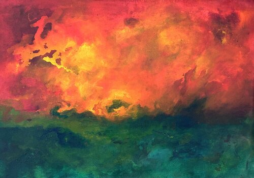 Glimpse I - untitled - acrylic abstract work on canvas with frame 62 X 44 cm de Agavni Bagdikian, Pintura a la venta en Singulart