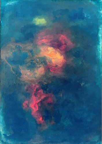 Glimpses II - Untitled - Abstract acrylic painting on canvas with frame - 44X62 cm by Agavni Bagdikian, Painting for Sale on Singulart