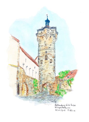 Rothenburg ob der Tauber Der Klingentorturm by Rudolf Oehme, 絵画 for Sale on Singulart