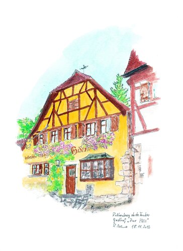 Rothenburg ob der Tauber Der Gasthof "Zur Höll" by Rudolf Oehme, 絵画 for Sale on Singulart