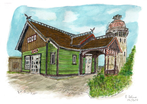 Der alte Kaiserbahnhof van Rudolf Oehme, Schilderij te koop op Singulart