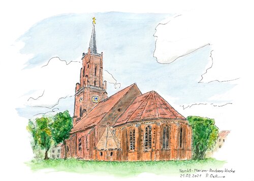 Die St. Marien-Andreas-Kirche Rathenower van Rudolf Oehme, Schilderij te koop op Singulart