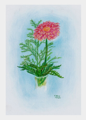 Gerbera in Glasvase van Rudolf Oehme, Schilderij te koop op Singulart