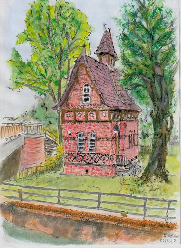 Das alte Schleusenwärterhaus par Rudolf Oehme, Peinture en vente sur Singulart