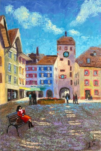 Breakfast in Waldshut par Julia Strittmatter, Peinture en vente sur Singulart