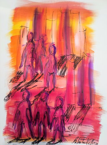 Conflitti umani/urbani par Roberta Villa, Œuvre sur papier en vente sur Singulart