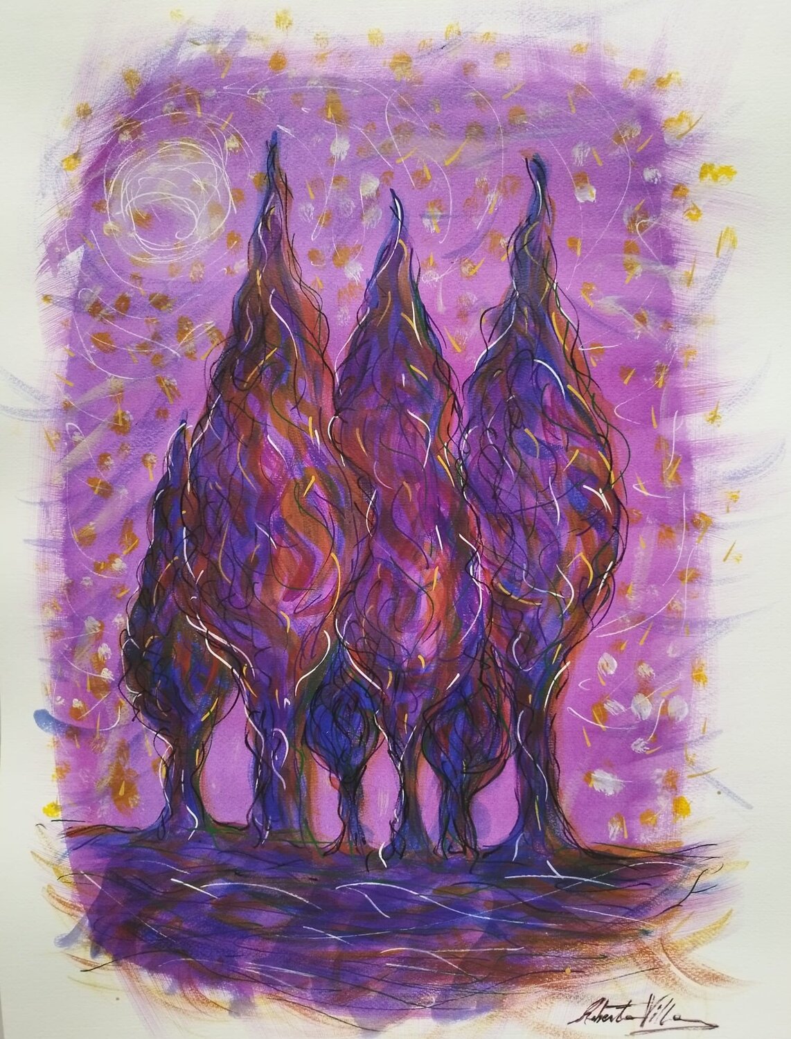 La notte dei miracoli Roberta Villa Werk auf Papier zu verkaufen