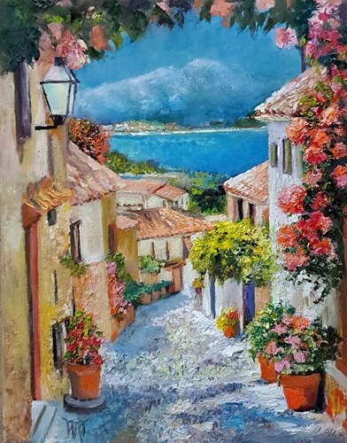 The Old Village von Jarmila Dluhos, Malerei kaufen auf Singulart