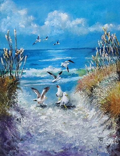 The Seashore de Jarmila Dluhos, Pintura a la venta en Singulart