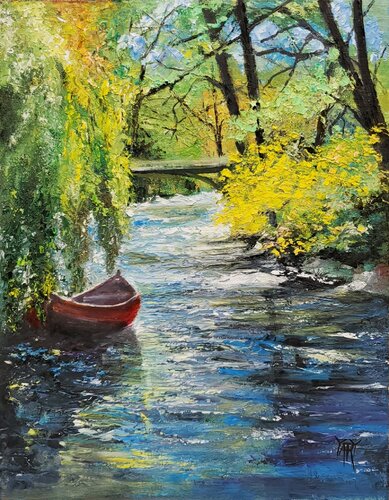 Rowboat by Jarmila Dluhos, 油畫 for Sale on Singulart