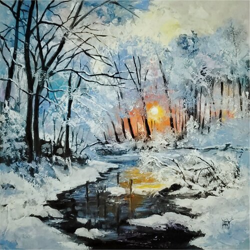 A Winter Sundown by Jarmila Dluhos, 絵画 for Sale on Singulart