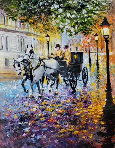 London Carriage by Jarmila Dluhos, Painting for Sale on Singulart