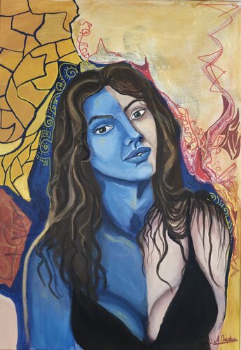Die Frau im Blau by Carmen Alexandra Nastasa, Painting for Sale on Singulart