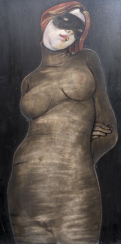 Femme au masque von Jean-Pierre Ceytaire, Malerei kaufen auf Singulart