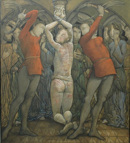 Flagellation  (titre à verifier) Huile sur toile 200X200 de Jean-Pierre Ceytaire, Pintura a la venta en Singulart
