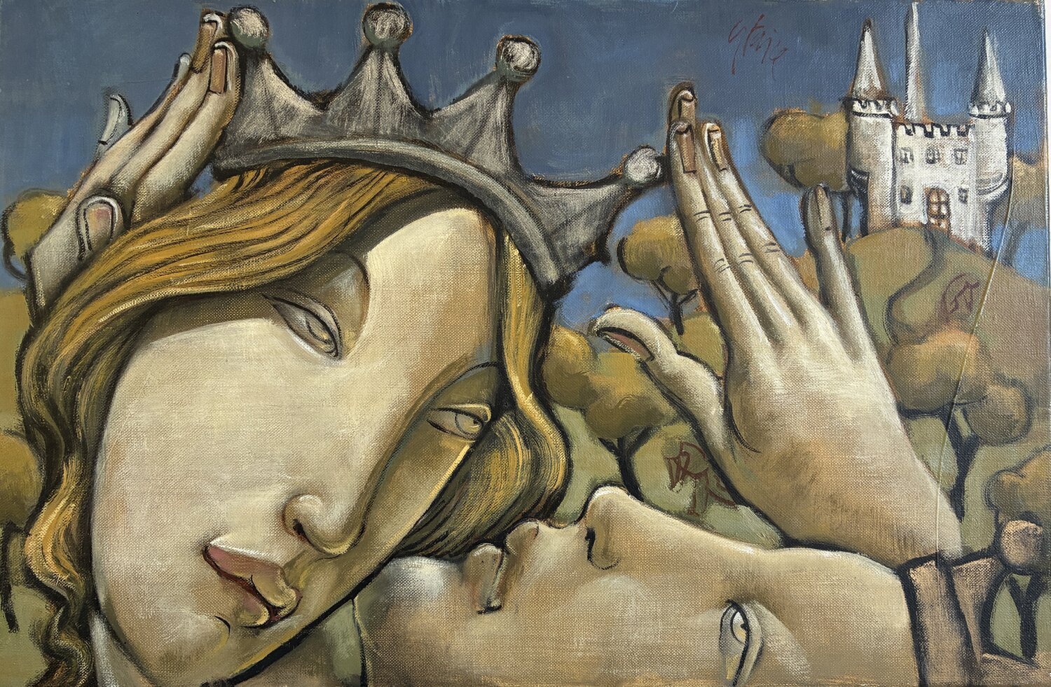 Le roi couronne la reine Jean-Pierre Ceytaire Originalgemälde zu verkaufen