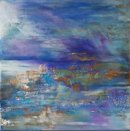 Abstract Silver Seascape by Viktoria Ganhao, Painting for Sale on Singulart
