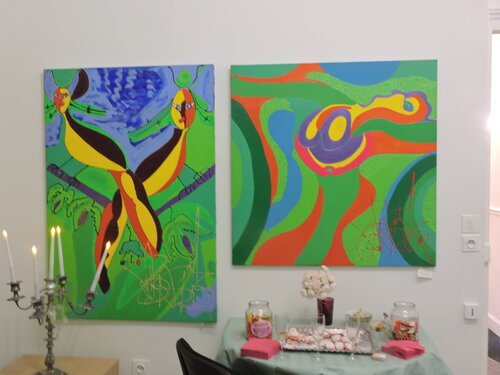Les Gemeaux (a gauche ) van Isa Sator, Schilderij te koop op Singulart