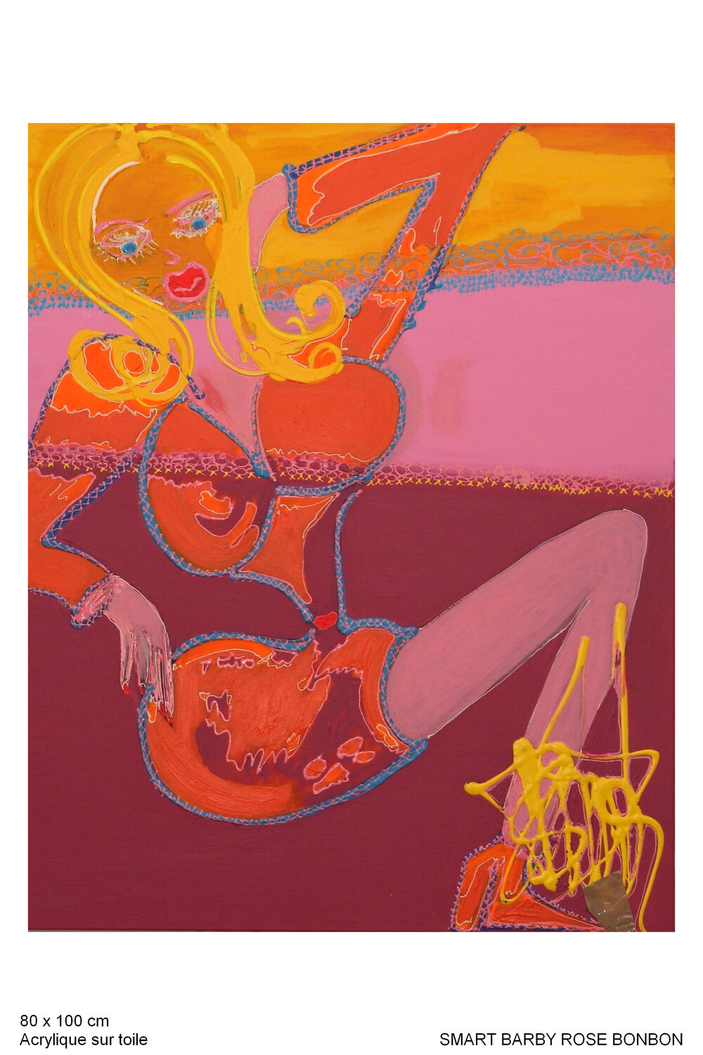 Smart Barby rose bonbon Isa Sator Origineel schilderij te koop