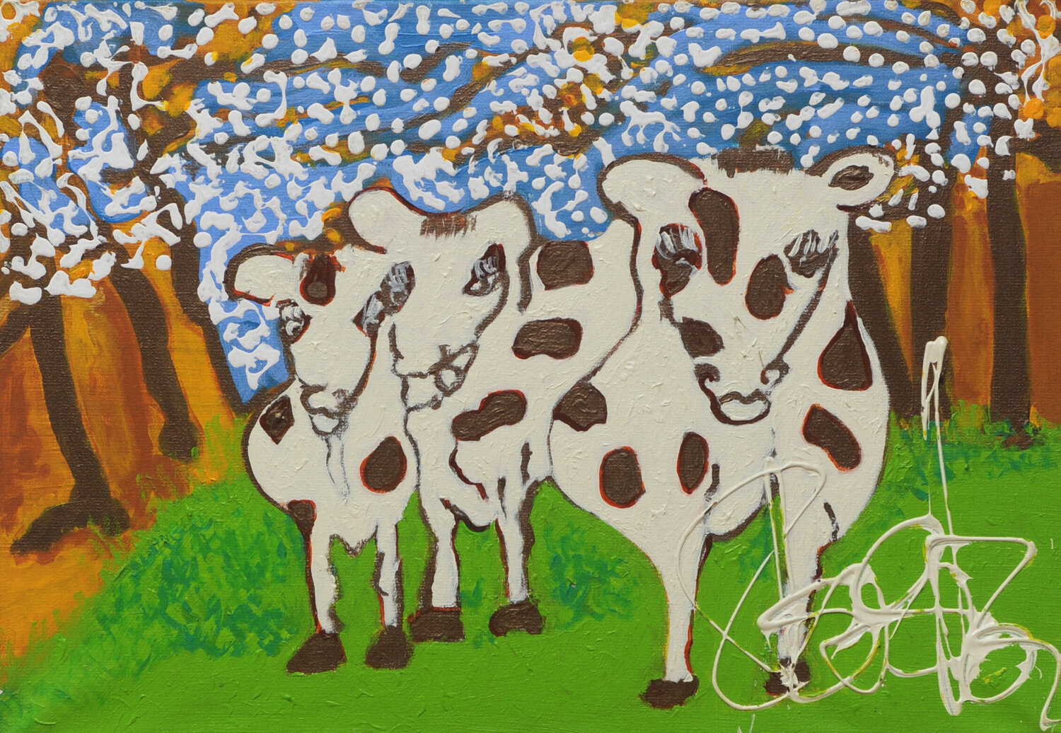Les Vaches Normandes 2 Isa Sator Original painting for sale