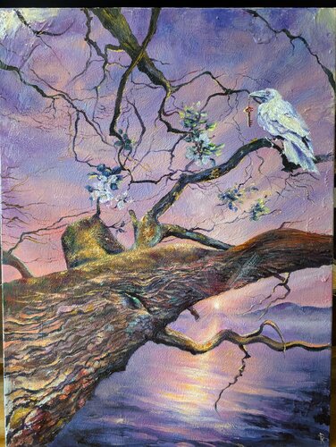 The Mists of Avalon The White Raven von Iryna Kogan, Malerei kaufen auf Singulart