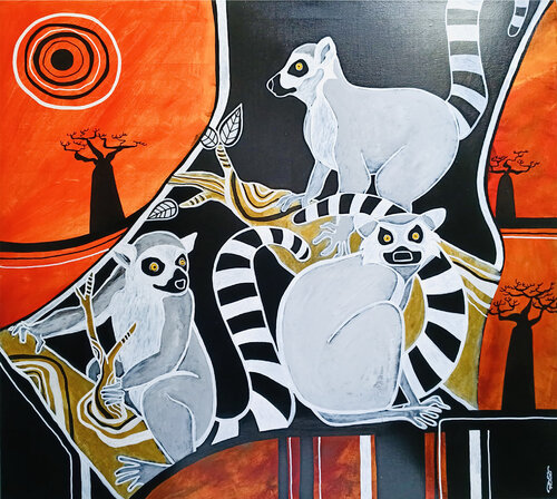 Le crépuscule des lémuriens by Richard RASA, 油畫 for Sale on Singulart