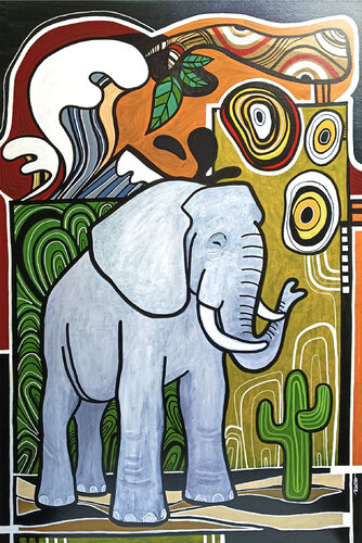 Last elephant by Richard RASA, Painting for Sale on Singulart
