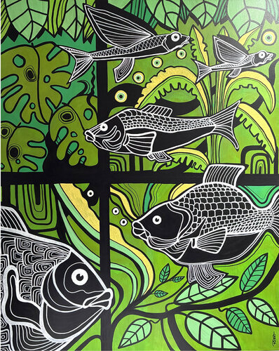 Jungle fishes par Richard RASA, Peinture en vente sur Singulart