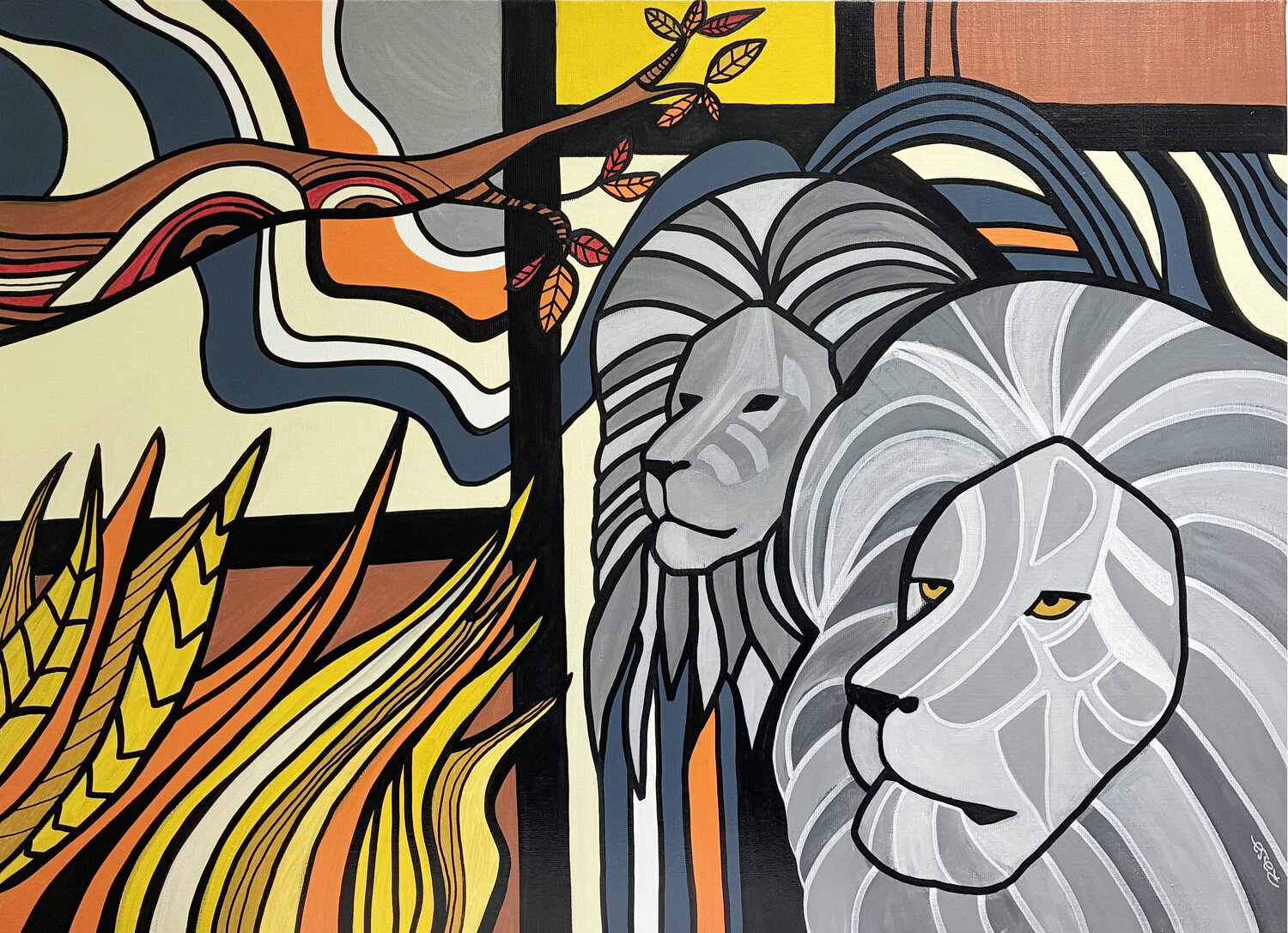 Ghost lions Richard RASA Original painting for sale
