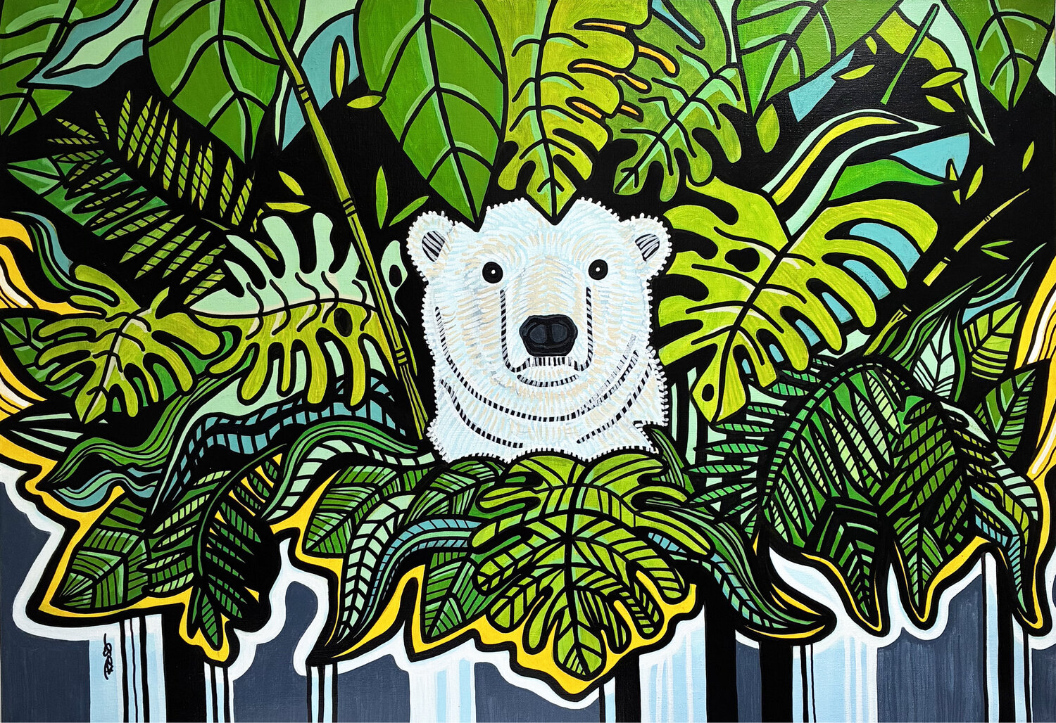 Jungle bear Richard RASA Origineel schilderij te koop