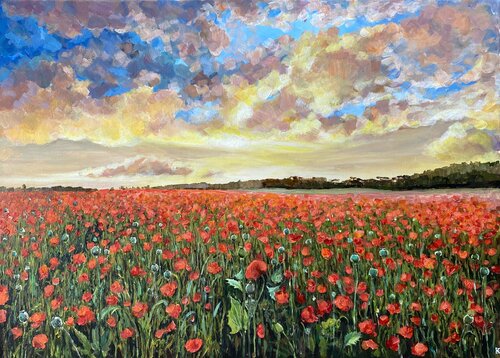 Poppy field van Elena Balla, Schilderij te koop op Singulart