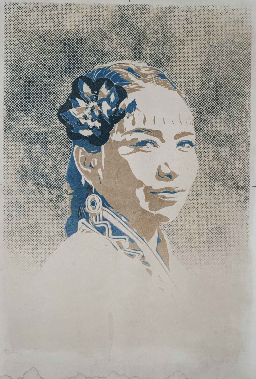 Kazakh Woman - Cyanotype Dorota Bronikowska