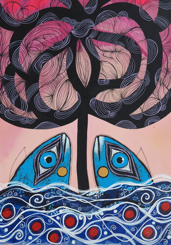 Joyful swim de Sara Rodighiero, Obra en papel a la venta en Singulart