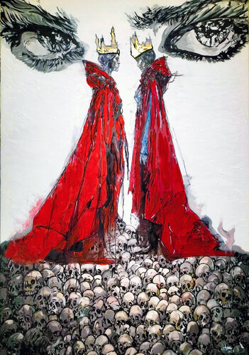 Reines Souveraines - L'adoubement par Julie Balsaux, Peinture en vente sur Singulart