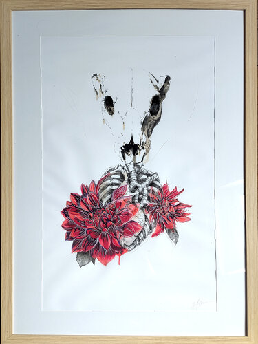 Des Dalias pour Algernon by Julie Balsaux, Drawing for Sale on Singulart