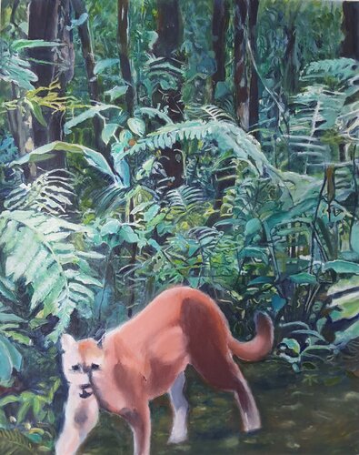 Puma dans jungle du Costa Rica73 par Annie Darmon Tetart, Peinture en vente sur Singulart