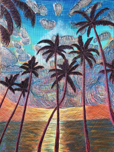 Electrik sunset de JULIEN GILLES, Pintura a la venta en Singulart