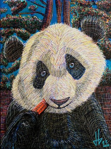 Panda's meal van JULIEN GILLES, Schilderij te koop op Singulart