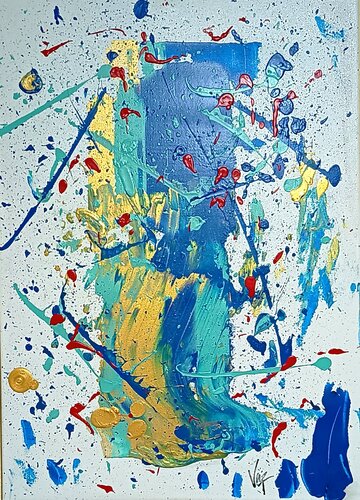 Splash blue by Adolfo Vázquez Burgos, 油畫 for Sale on Singulart