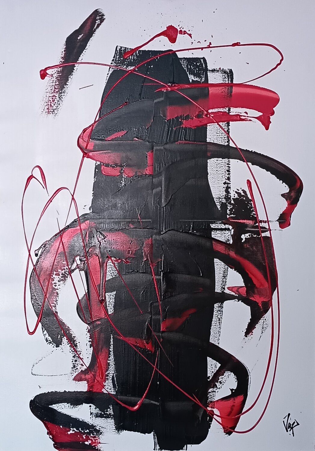 Red impact Adolfo Vázquez Burgos Original painting for sale