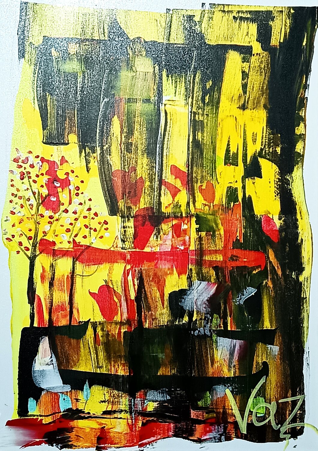 Horizontal en combustión Adolfo Vázquez Burgos Origineel schilderij te koop