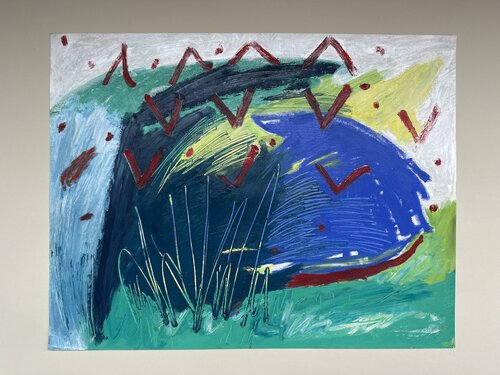 Oceanic rock No. 5 a landscape view from oceanic rocks close to seashore and works was painted from above perspective from sea and landscape von Amin Shojaei, Malerei kaufen auf Singulart