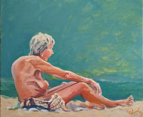 Anciana tomando sol de Carlos Pascual, Pintura a la venta en Singulart