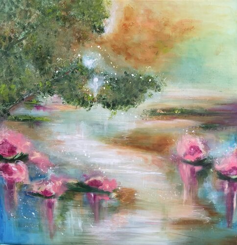 peceful water di Tóra María Erlingsdóttir, Pittura in vendita su Singulart