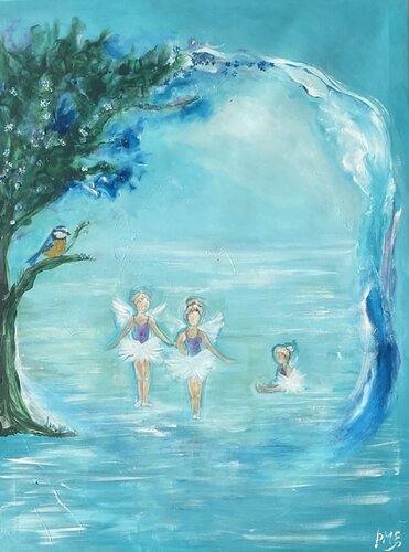 where little angels dance par Tóra María Erlingsdóttir, Peinture en vente sur Singulart