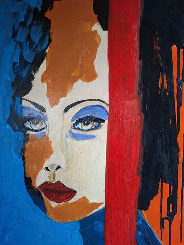 Barbara and the red stripe by Gabriele Knospe, Painting for Sale on Singulart