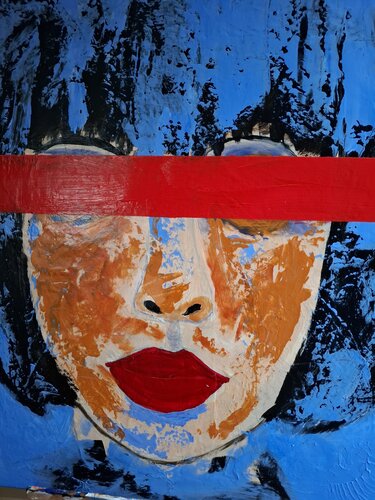 "Trapped behind one red stripe” de Gabriele Knospe, Pintura a la venta en Singulart
