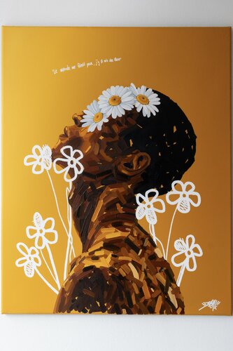 'Le monde me faisait peur, j'y ai mis des fleurs' de Benjamin Vuillemot, Pintura a la venta en Singulart